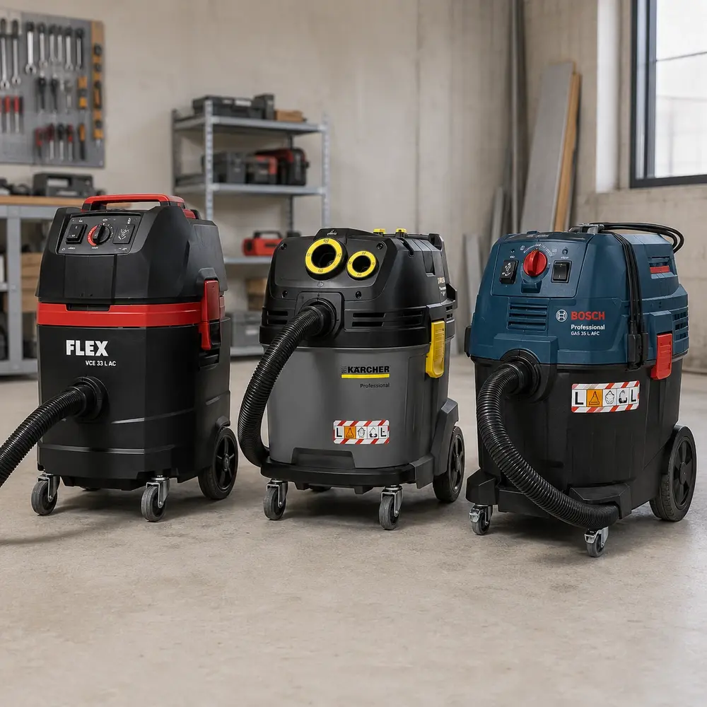 Porównanie FLEX VCE 33 L AC z Kärcher NT 30/1 Tact L i Bosch GAS 35 L AFC