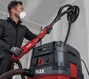 Szlifowanie gładzi z odciągiem pyłu i odkurzaczem przemysłowym FLEX